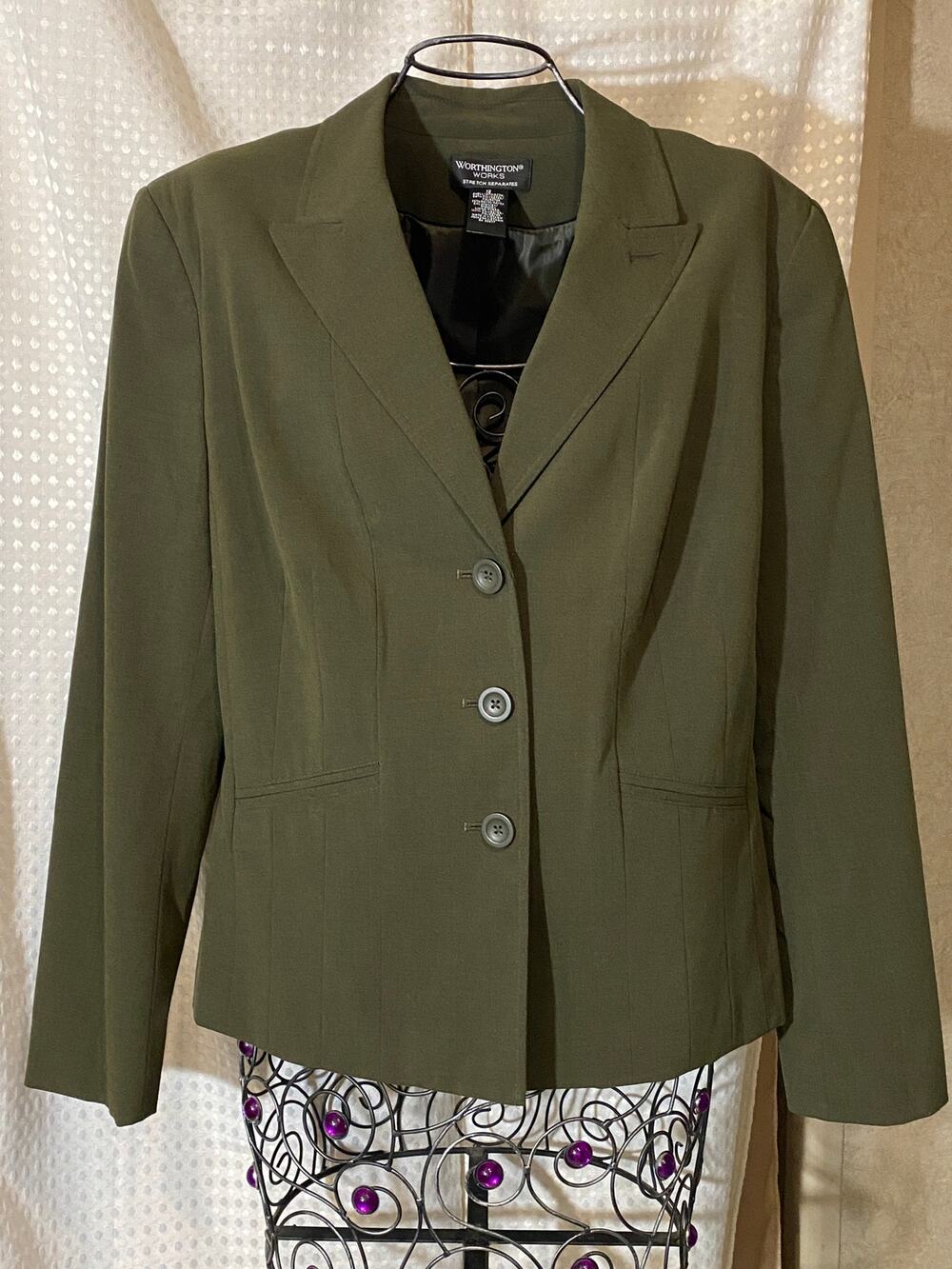 Worthington Works Olive Green Blazer Size 12